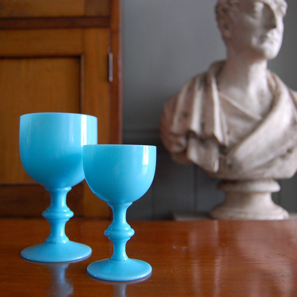 Photo of two blue goblets