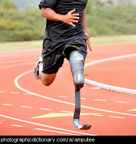Photo of an amputee running