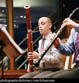 Photo of a man playing a bassoon