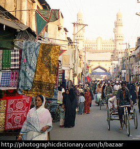 An outdoor Bazaar in Hyderabad, India