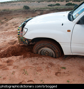 Photo of a bogged car