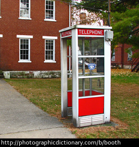 A telephone booth.