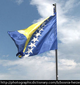 The flag of Bosnia and Herzegovina.