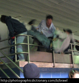 Photo of a brawl at a stadium
