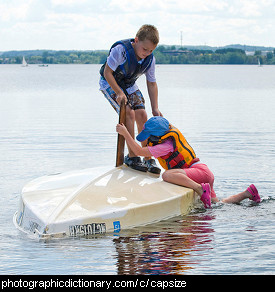 Photo of a capsized boat