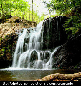 A cascading waterfall.