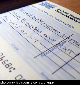 Photo of a cheque