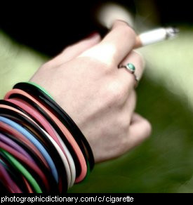 Photo of a hand holding a cigarette