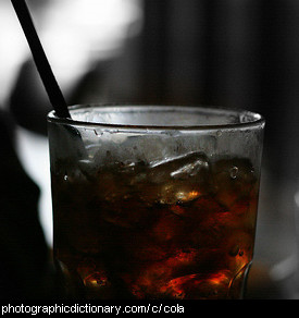 Photo of a glass of cola with ice
