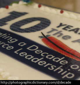 Photo of a 10 year celebration cake