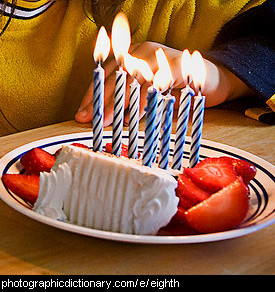 Photo of an eighth birthday cake
