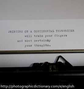Photo of some typed English writing