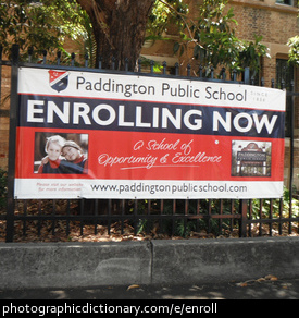 Photo of an enrollment sign
