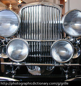 A grille on the front of a car.