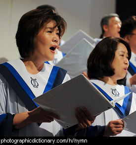 Photo of women singing hymns