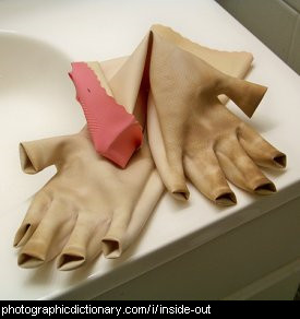 Photo of inside out rubber gloves