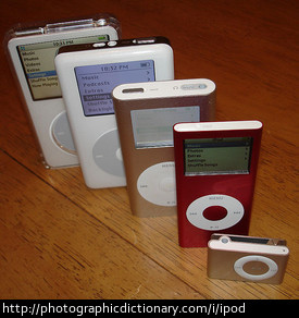 Many kinds of iPods.