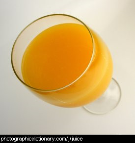 Photo of a glass of orange juice.