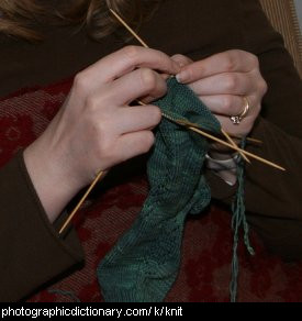 Photo of someone knitting
