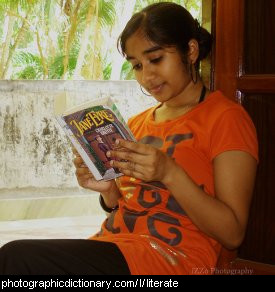 Photo of a girl reading a book