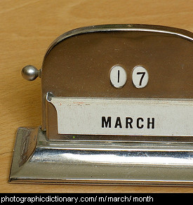 Photo of a calendar on March
