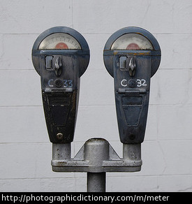 Parking meters.