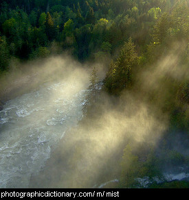 Photo of mist around a waterfall