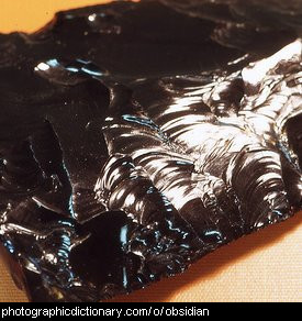Photo of a fragment of obsidian
