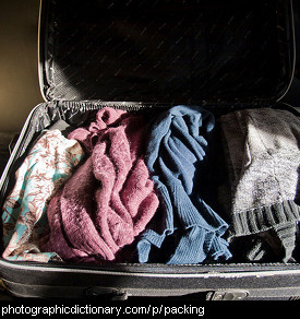 Photo of a packed suitcase