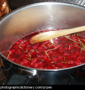 Photo of redcurrants in a pan