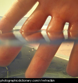 Photo of fingers diffracted in water