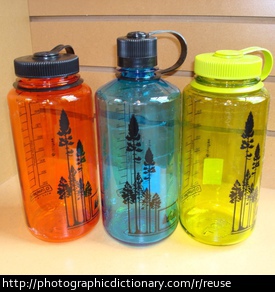 Reusable water bottles.