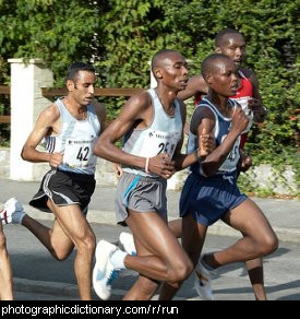 Photo of some men running a race