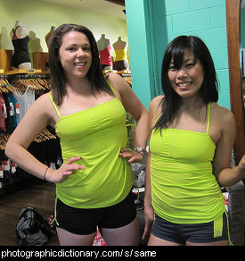 Photo of two girls wearing the same top