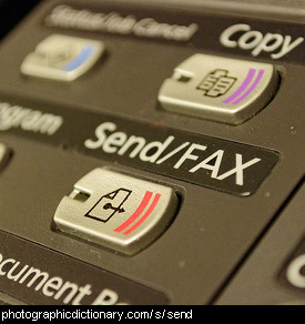 Photo of the send button on a fax machine