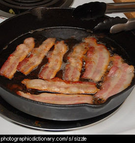 Photo of sizzling bacon