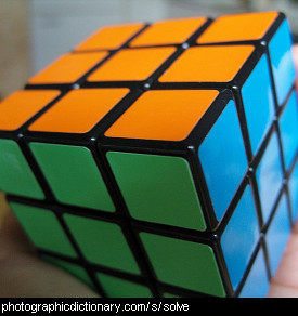 Photo of a solved Rubik's cube