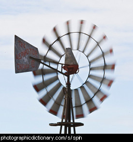 Photo of a windmill spinning