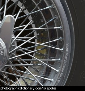 Photo of the spokes of a wheel.