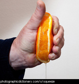 Photo of someone squeezing an orange