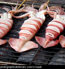 Photo of some squid being cooked