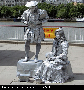 Photo of two living statues
