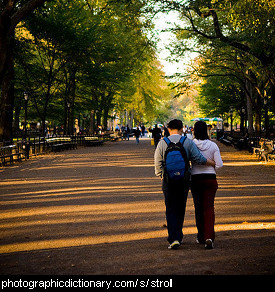 Photo of two people on a stroll