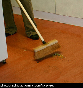 Photo of a man sweeping the floor