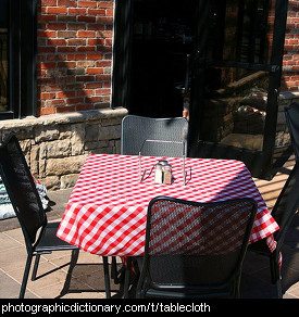 Photo of a checked tablecloth.