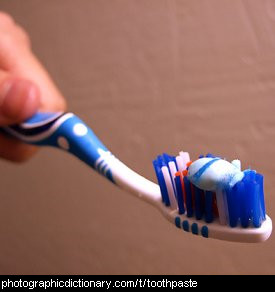 Photo of toothpaste on a toothbrush