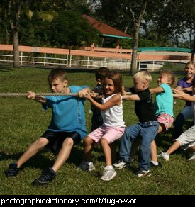 Photo of children playing tug-o-war