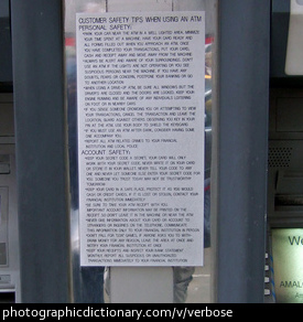 Photo of a verbose notice