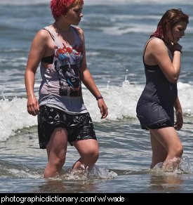 Photo of people wading at the beach