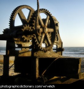 Photo of an old winch.